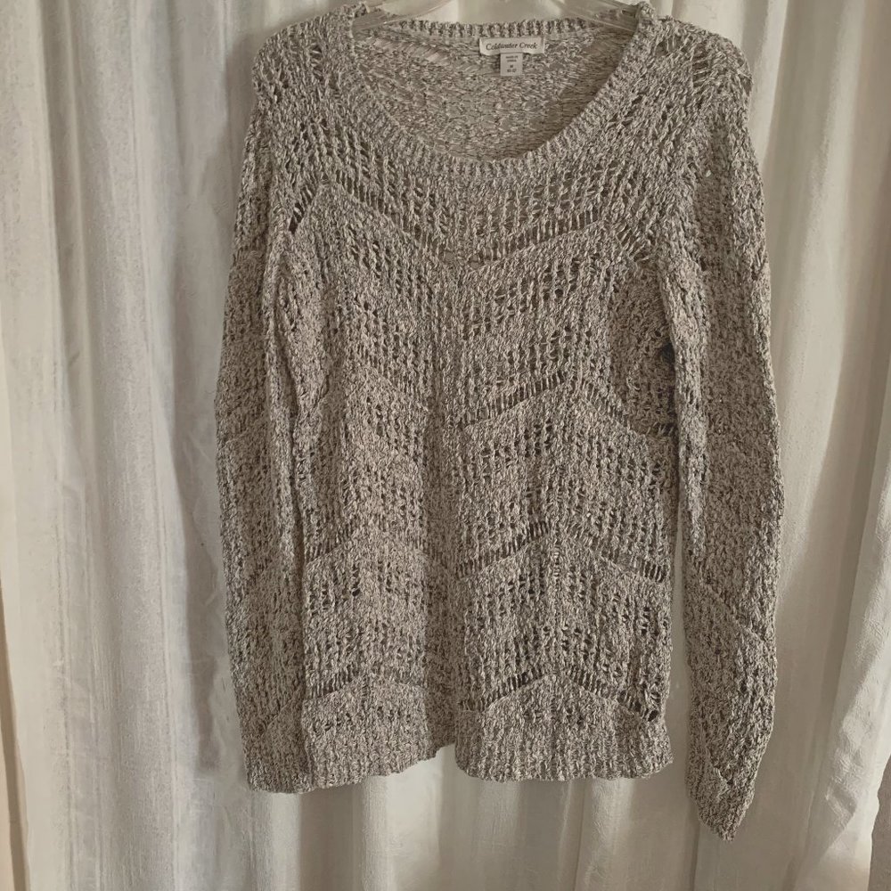 Coldwater Creek Sweater Open Weave Beige Medium